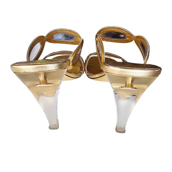 Valentino Garavani Chain 1967 Mule Size 38.5 US 8.5 Metallic Gold Leather - Picture 6 of 10